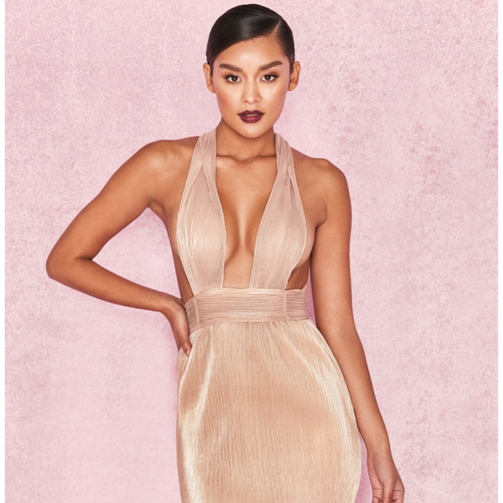 House of CB Isolde Gold metallic dress